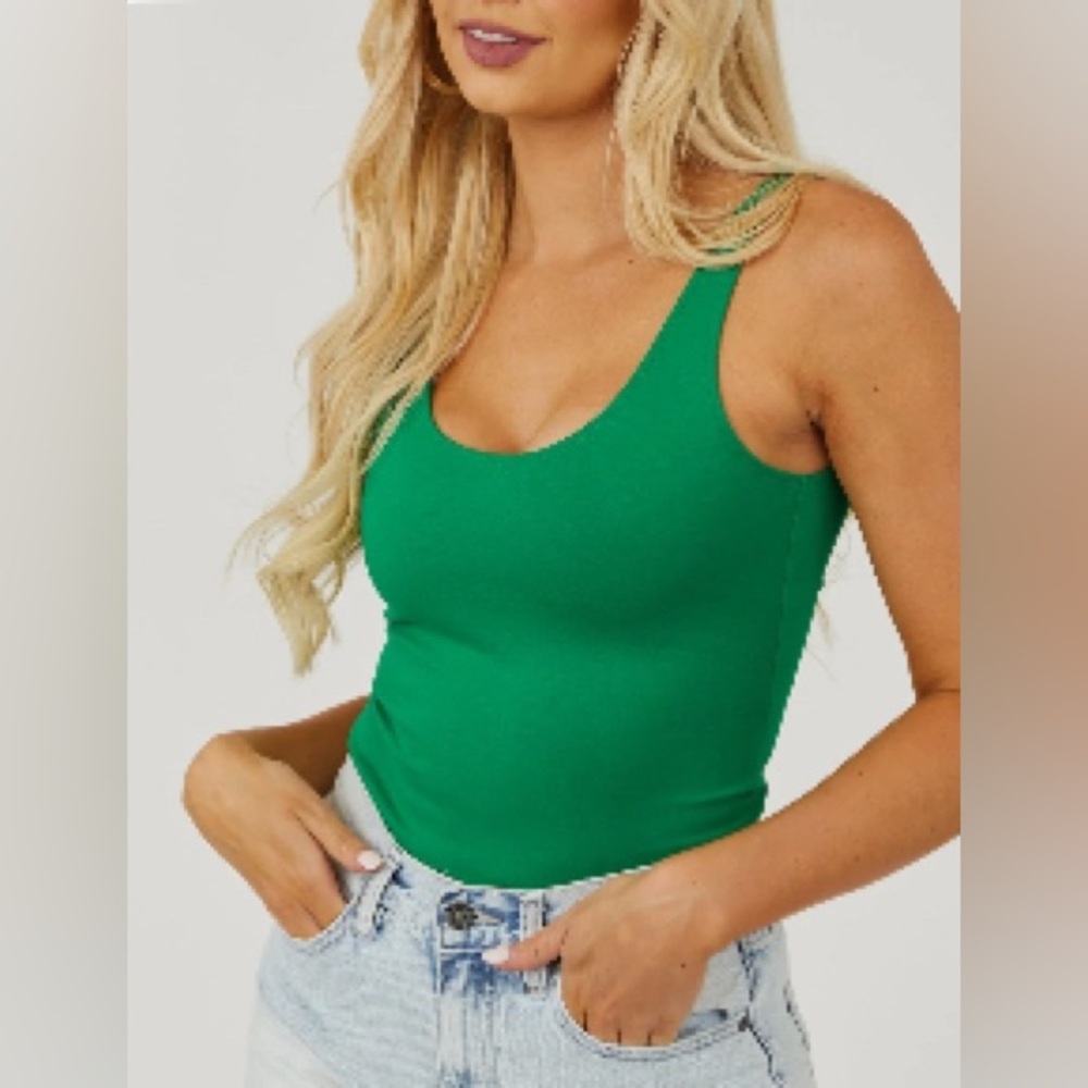 Green Sleeveless Women's Top